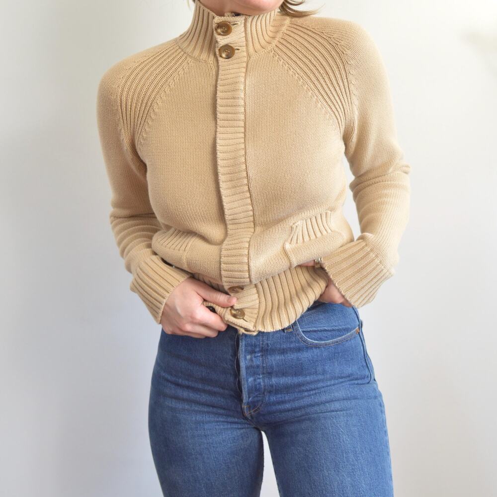 dark beige zip up calvin klein turtleneck sweater